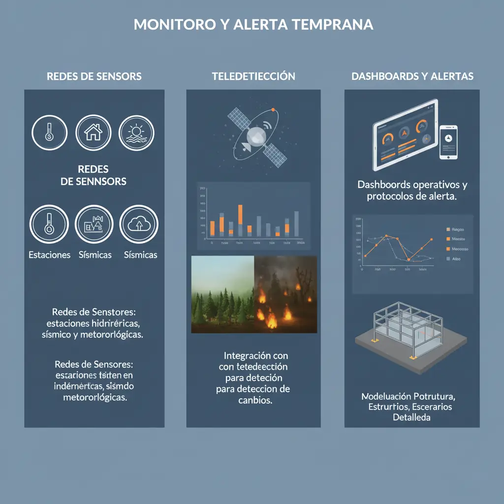 Monitoreo con sensores y sistemas de alerta temprana para reducción del riesgo de desastres